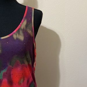 Express floral with small rhinestones tank top